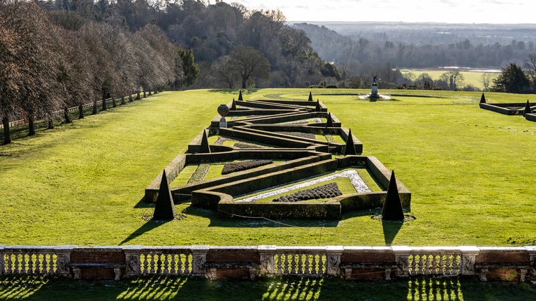 The parterre in winter at Cliveden, Buckinghamshire